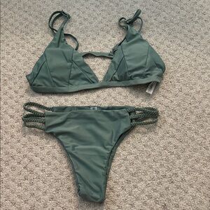 Green Triangle Bikini Set